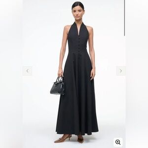NEW STAUD stella halter neck dress in black